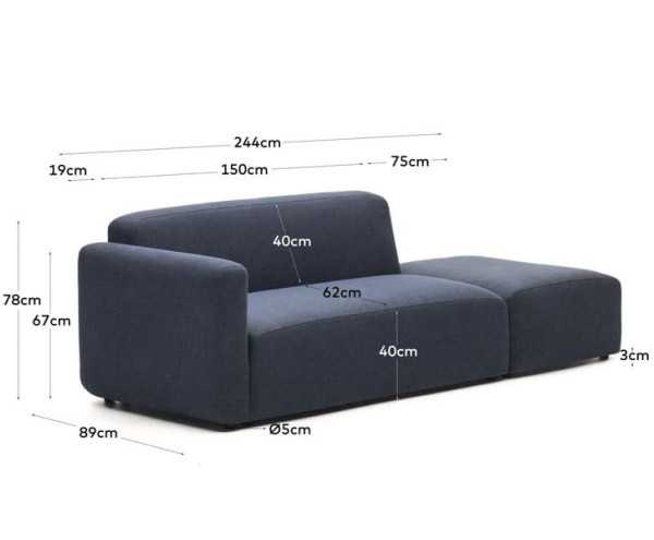 Модульный 2-местный диван La Forma NEOM S82621AU25 Синий-8