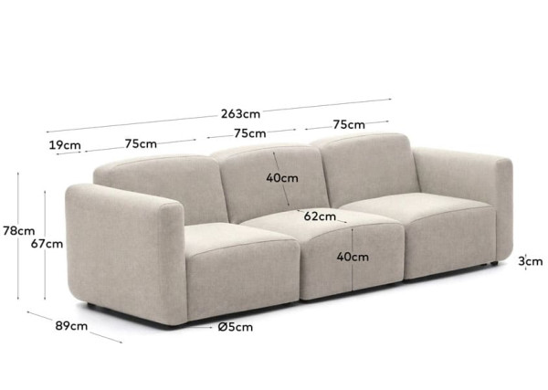 Модульный 3-местный диван La Forma NEOM S82630AU12 Бежевый-8