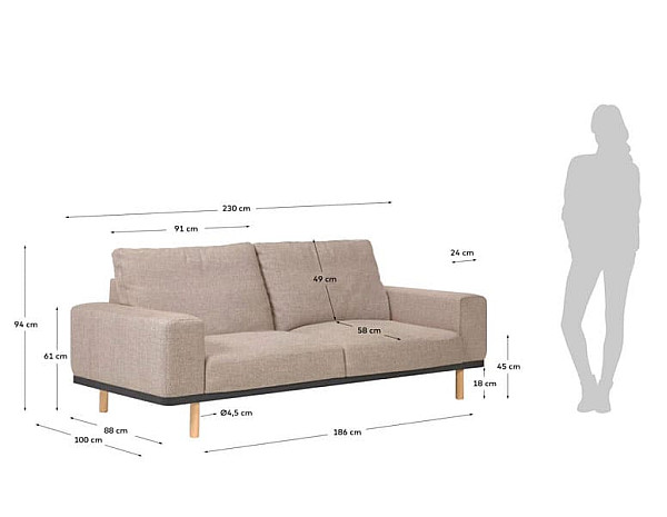 Диван 3-местный La Forma NOA S718GC12 Бежевый-8