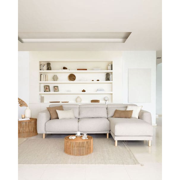 Угловой диван реклайнер 3-местный с правым шезлонгом La Forma SINGA S800_40_SO12 Бежевый-1