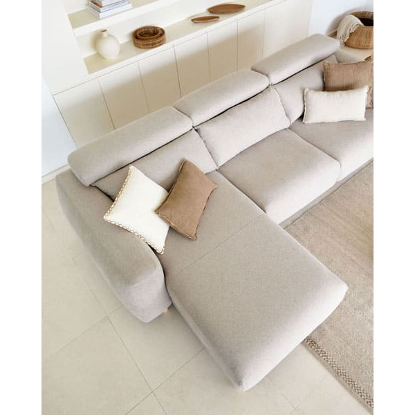 Угловой диван реклайнер 3-местный с левым шезлонгом La Forma SINGA S800_41_SO12 Бежевый-9