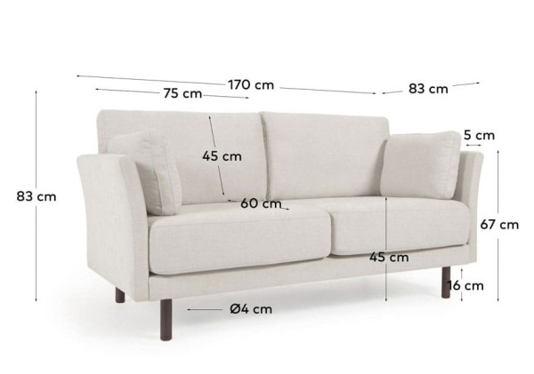Диван 2-местный La Forma GILMA S793_21_LO12 Бежевый ткань-4