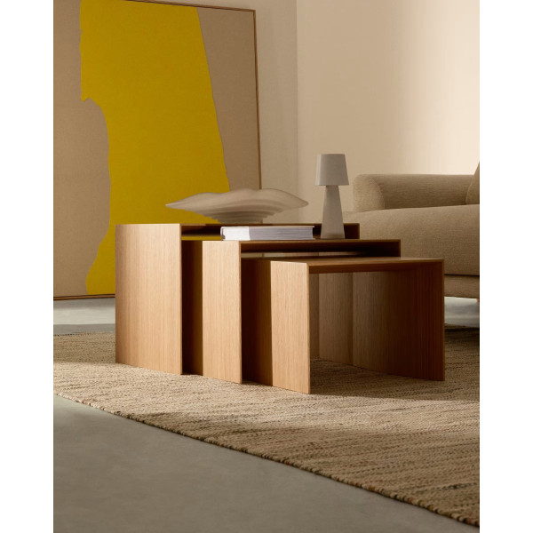 Набор из 3-х приставных столиков La Forma Litto T00002MO87 Натураьный-1