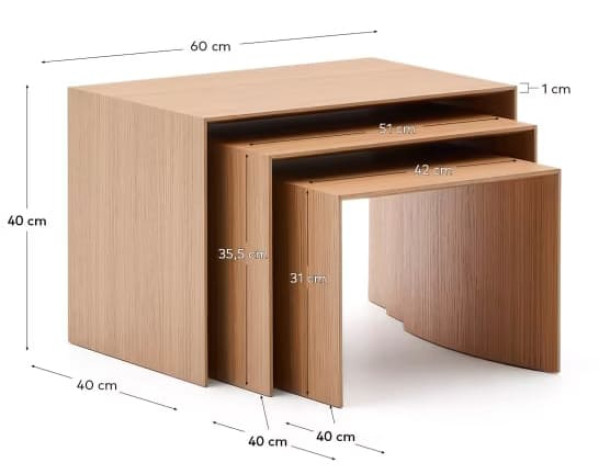 Набор из 3-х приставных столиков La Forma Litto T00002MO87 Натураьный-8