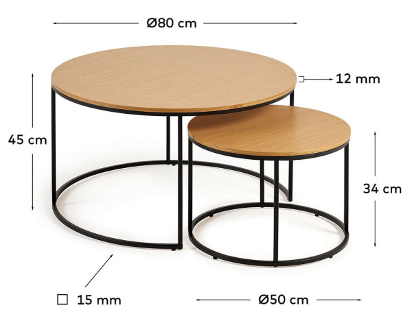 Набор из 2-х приставных столиков La Forma YOANA T0600008MM40 Дуб-5