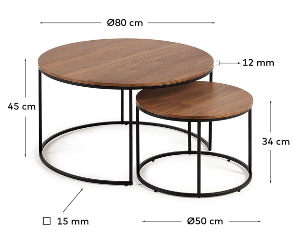 Набор из 2-х приставных столиков La Forma YOANA T0600008MM41 Орех-4