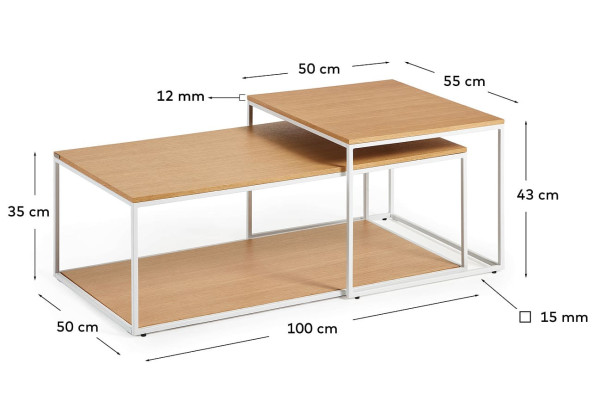 Набор из 2-х приставных столиков La Forma YOANA T0600020MM40 Дуб-3