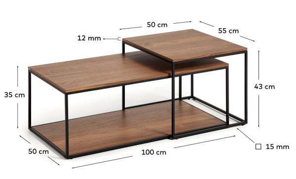Набор из 2-х приставных столиков La Forma YOANA T0600011MM41 Орех-4