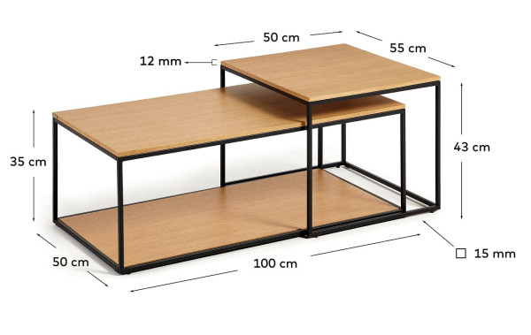 Набор из 2-х приставных столиков La Forma YOANA T0600011MM40 Дуб-3