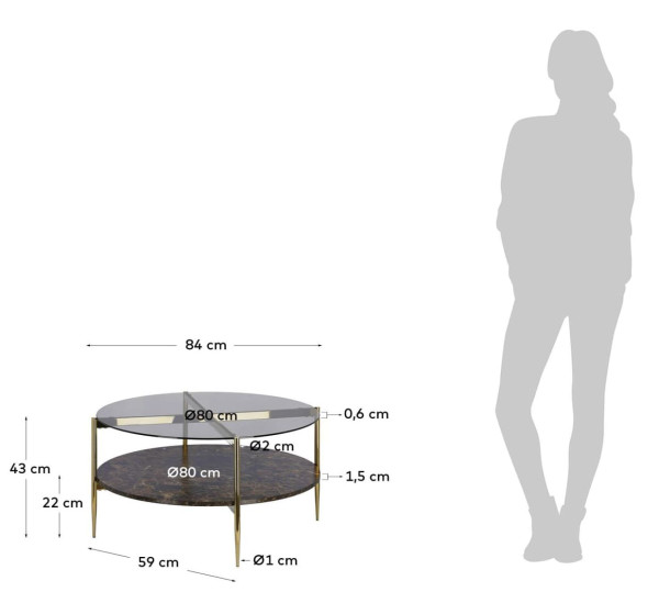 Кавовий стіл La Forma Kamilah CC1837C15-3