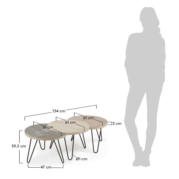 Набір із 3-х кавових столів La Forma HOSS AA0894M46-6