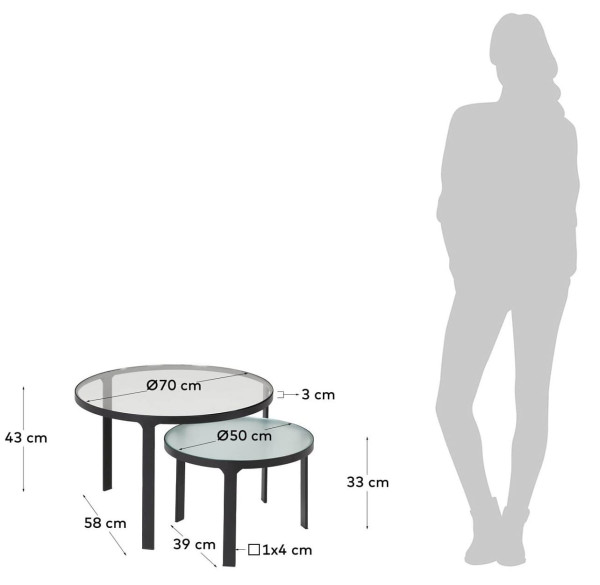 Набір із 2-х кавових столів La Forma Oni CC1833C07-6