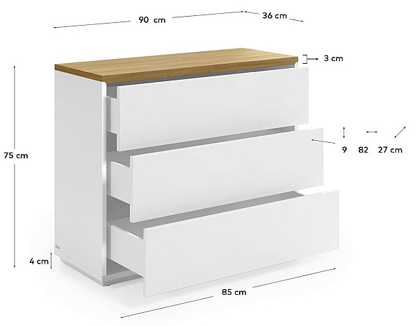 Комод с 3 ящиками La Forma ABILEN CC2059L05-7