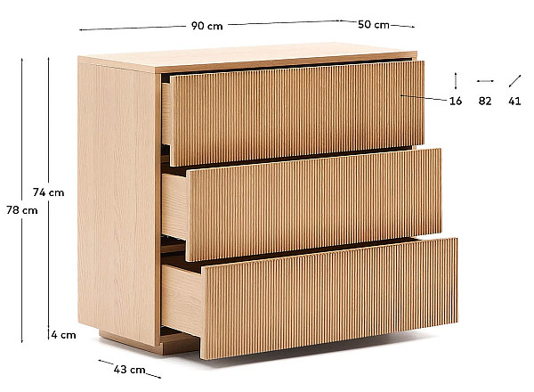 Комод с 3 ящиками La Forma Helvine M0400028MM40-10