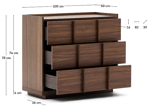 Комод с 3 ящиками La Forma Onix M0400027MM41 Орех-10