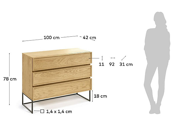 Комод с 3 ящиками La Forma TAIANA RKT007M40-7
