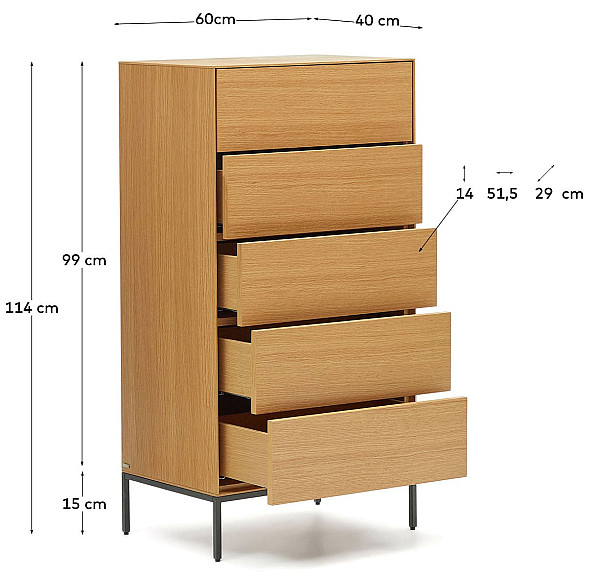 Комод с 5 ящиками La Forma VEDRANA M0400012MM40-8