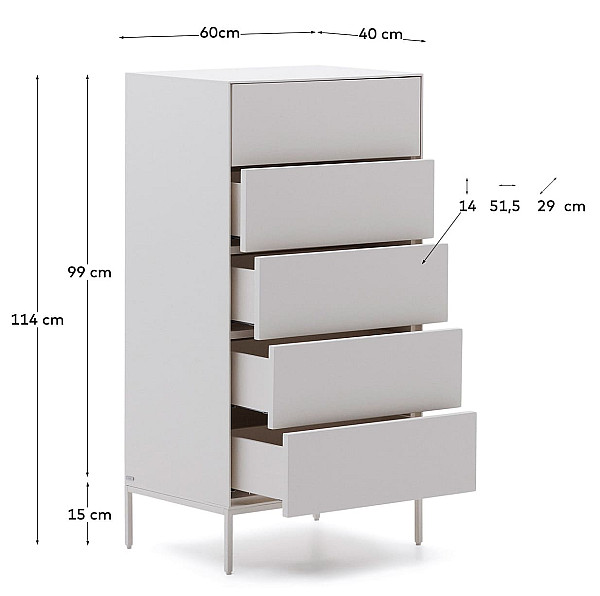 Комод с 5 ящиками La Forma VEDRANA M0400021LL05-6