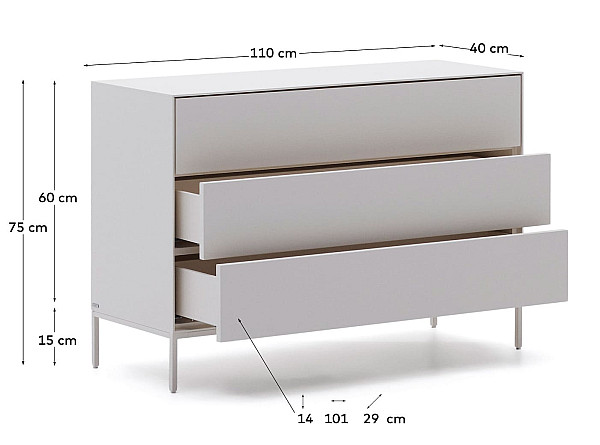 Комод с 3 ящиками La Forma VEDRANA M0400022LL05-7