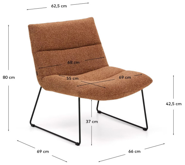 Кресло La Forma ASEN S00117FA59 Терракотовый-11