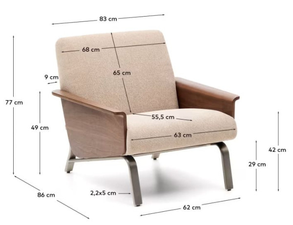 Кресло La Forma Amsen C00157FA11 Светло-коричневый-18