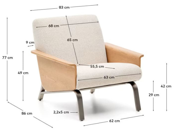 Кресло La Forma Amsen C00157FA12 Бежевый-13