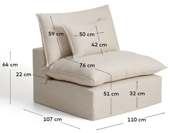 М'яке крісло La Forma Anarela S83710IB12 Бежевий (110 см)-8