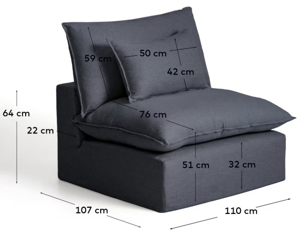 Мягкое кресло La Forma Anarela S83710IB15 Темно-серый (110 см)-10