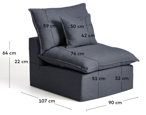 Мягкое кресло La Forma Anarela S83711IB15 Темно-серый (90 см)-10