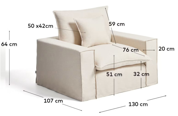 М'яке крісло La Forma Anarela S83712IB12 Бежевий (130 см)-9