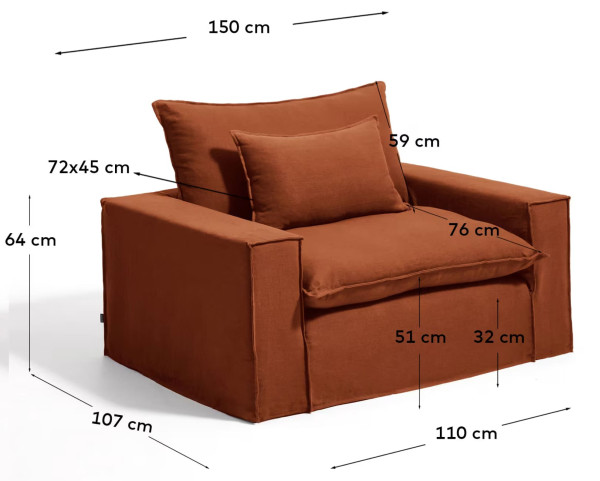 Мягкое кресло La Forma Anarela S83713AV85 Taupe (150 см)-9
