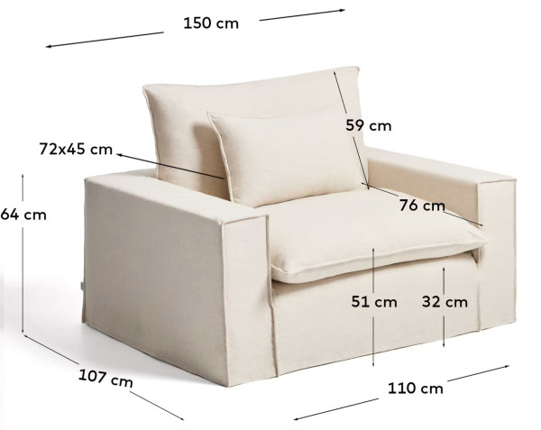 М'яке крісло La Forma Anarela S83713IB12 Бежевий (150 см)-9