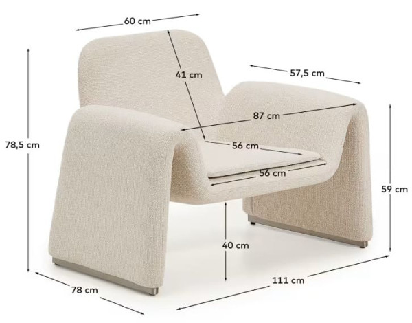 Крісло La Forma Melvia S00069JJ12 Бежевий-10
