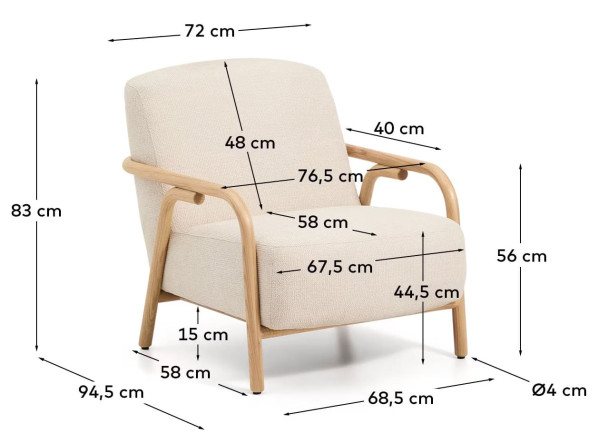 Крісло La Forma SYLO C00203FA12 Бежевий-11