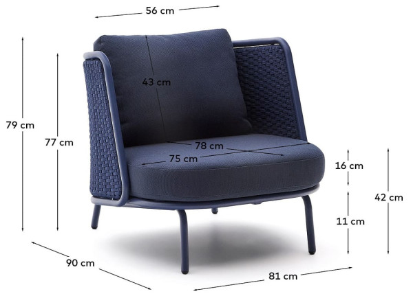 Кресло La Forma Sedalis O00096RO25 Синий-12