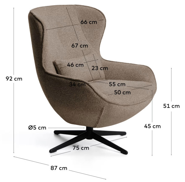 Поворотное кресло La Forma Sorile S00128VS12 Коричневый шенилл-9