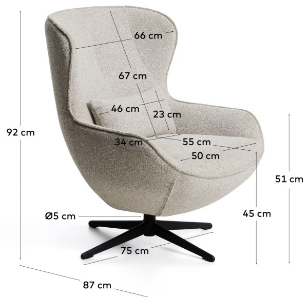 Поворотное кресло La Forma Sorile S00128VS12 Бежевый шенилл-11