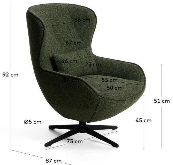 Поворотное кресло La Forma Sorile S00128VS19 Зеленый шенилл-10