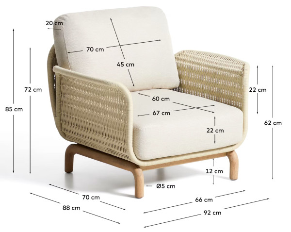 Кресло La Forma Alipa O00480RO12 Экрю-13