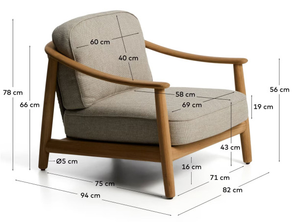 Уличное кресло La Forma Elunda C00227RO12 из тика-14
