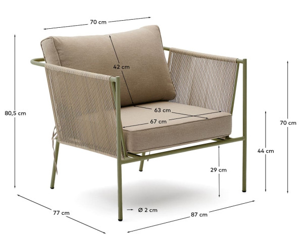 Кресло La Forma Zivia S00063FA12 Экрю-11