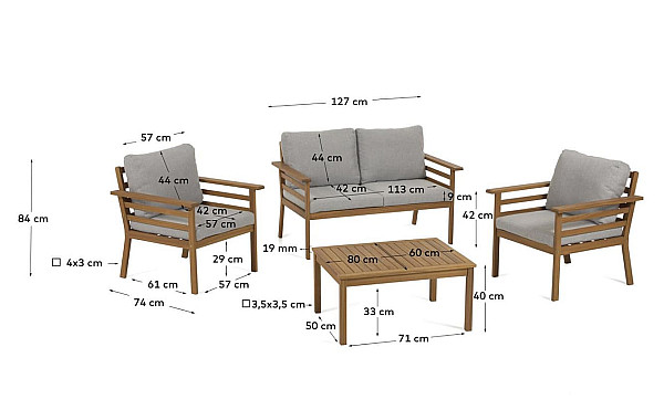 Комплект садових меблів La Forma VILMA LH0371M46-11