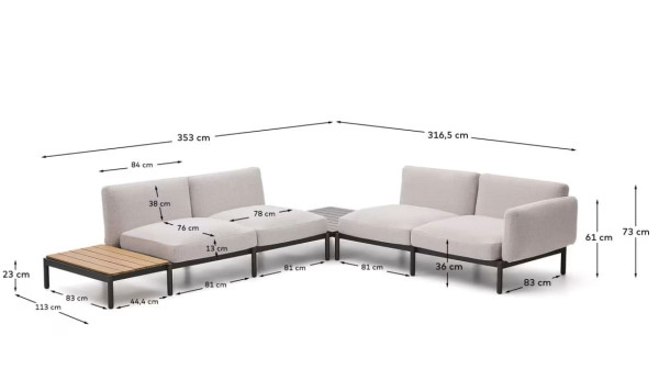 Модульний диван зі столиком La Forma Sorells O00205FA39 Бежевий-7