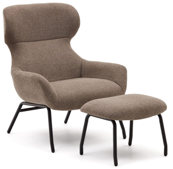 Кресло с подставкой для ног La Forma BELINA S0900003BF11 Светло-коричневый ткань синель-2