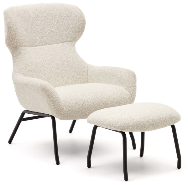 Крісло з підставкою для ніг La Forma BELINA S0900003J33 Білий букле-2