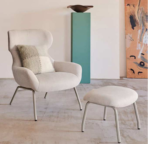 Крісло з підставкою для ніг La Forma BELINA S0900030BF12 Бежевий тканина синель-0