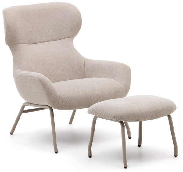 Крісло з підставкою для ніг La Forma BELINA S0900030BF12 Бежевий тканина синель-2