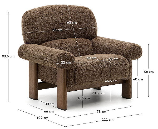 Крісло La Forma Cabana S0900091GL85 Темно-коричневий тканина-13