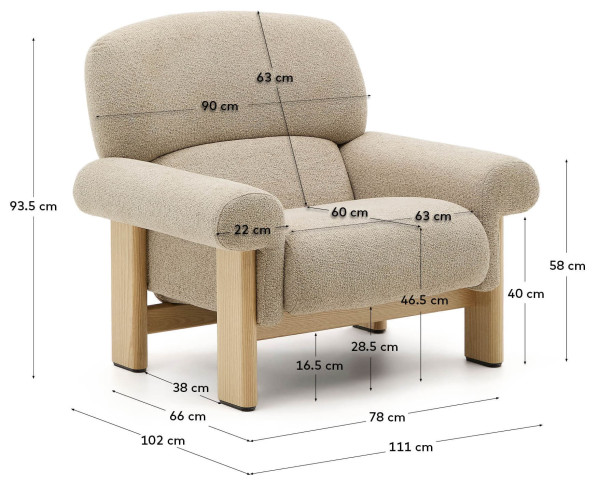 Крісло La Forma Cabana S0900092NI12 Бежевий тканина-13