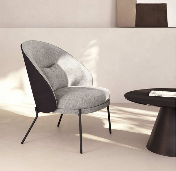 Кресло La Forma EAMY S0900002HE12 Светло-серый/черный-0